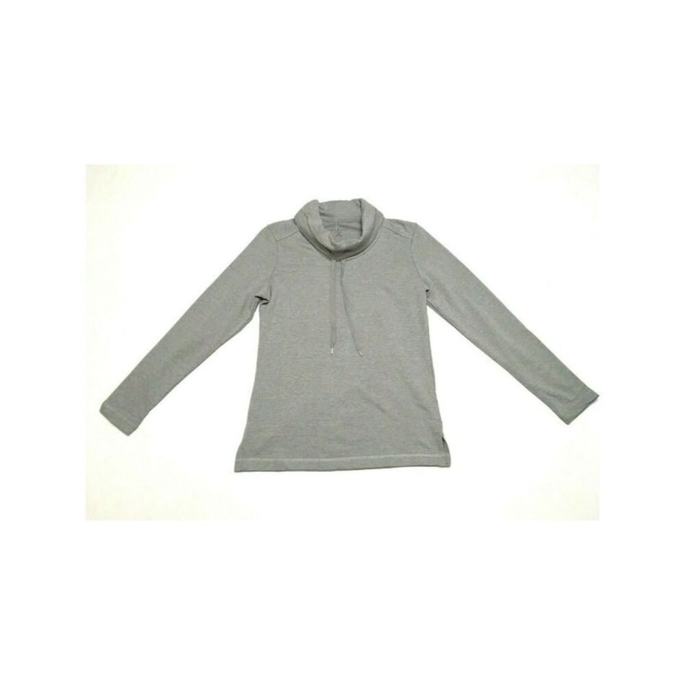 KAREN SCOTT Womens Gray Heather Long Sleeve Blouse Petites Size: P